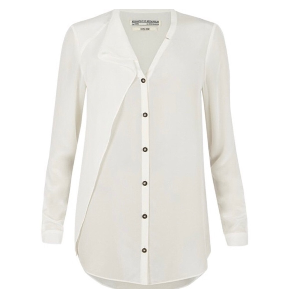 All Saints Ivory Marilyn women’s 100% silk Blouse size 8